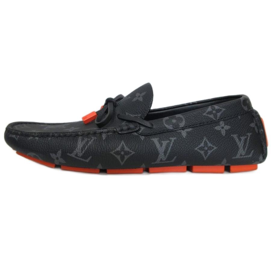 【中古】ルイヴィトン 極美品 LV ドライバー ローファー モノグラム エクリプス 1AAF2W ブラック M 6.5 ■MNK1 LOUIS VUITTON（ルイ・ヴィトン） 極美品 LV ドライバー ローファー