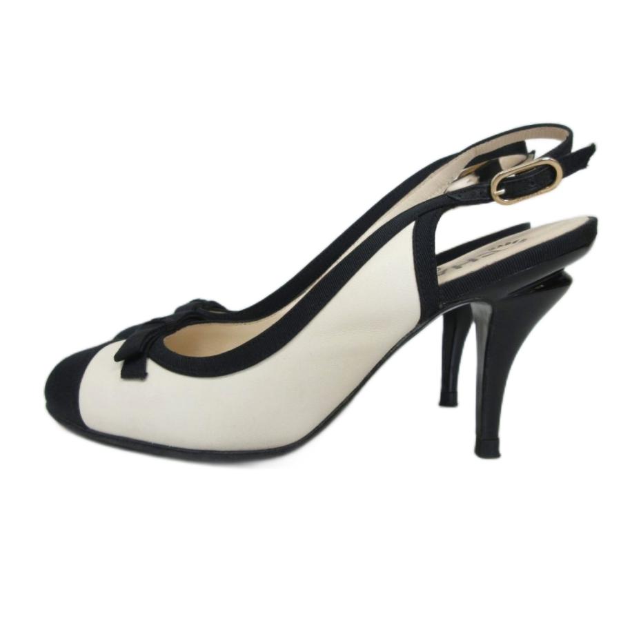 【中古】シャネル CHANEL 09P バイカラー スリングバッグ パンプス ココマーク ホワイト ブラック 36C ■MNK1 CHANEL（シャネル） CHANEL 09P バイカラー スリングバッグ パンプス