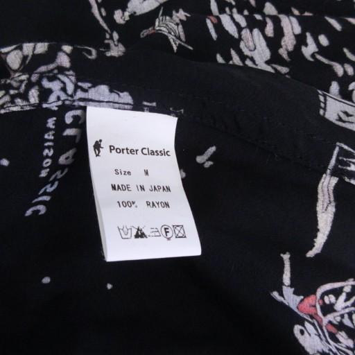 【中古】ポータークラシック Porter Classic アロハシャツ 総柄 シネマ柄 ロゴ プリント レーヨン 半袖 M 黒 系 ポータークラシック Porter Classic アロハシャツ 総柄 シネマ柄 ロゴ