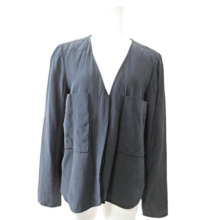 Chloe（クロエ） ノーカラージャケット シルク 36 紺 ネイビー 1023  