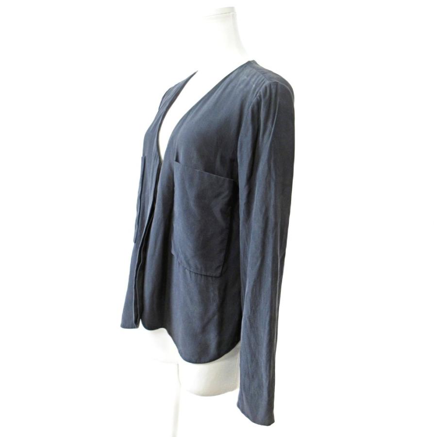 Chloe（クロエ） ノーカラージャケット シルク 36 紺 ネイビー 1023  
