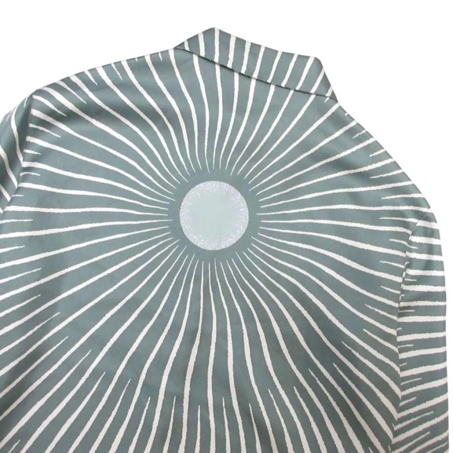 【中古】エルメス HERMES マルジェラ期 太陽 SOLEIL ソレイユ シルク 100% シャツ ブラウス 総柄 長袖 緑 グリーン 36 ■MNK2 HERMES（エルメス） HERMES by Martin Margiela マルジェラ期 太陽