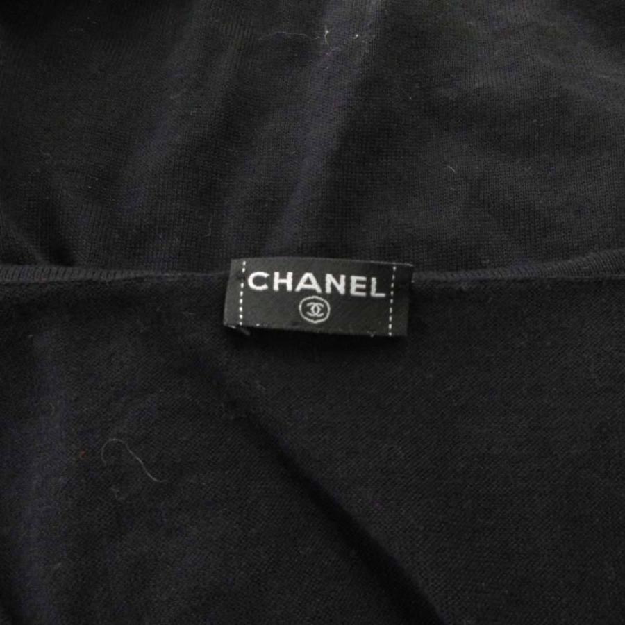 【中古】シャネル CHANEL 美品 ヴィンテージ ノースリーブ カットソー シグネチャー ニット 黒 ブラック  ■MNK2 CHANEL（シャネル） 美品 ヴィンテージ ノースリーブ カットソー ジャ