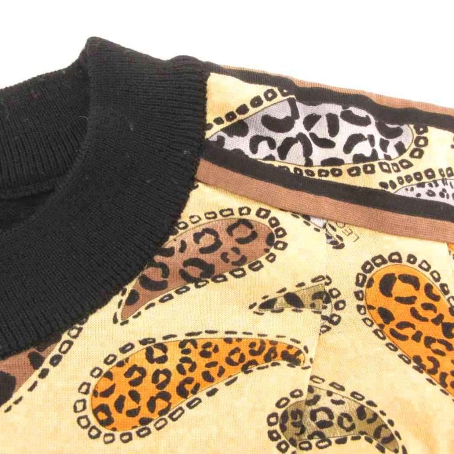 【中古】レオナール LEONARD ファッション FASHION ニット セーター 長袖 M レオパード柄 ペイズリー 切替 ウール LEONARD（レオナール） ファッション FASHION ニット セーター 長袖 M