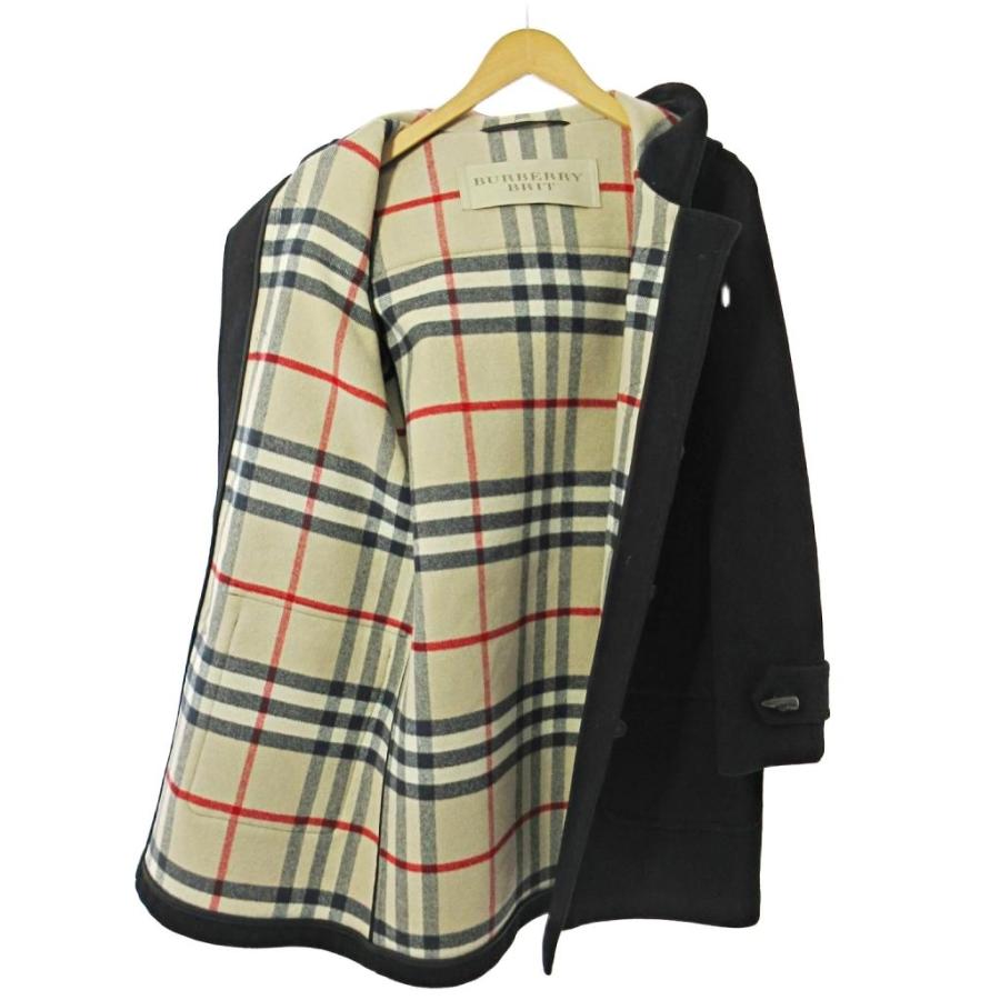 BURBERRY BRIT ダッフルコート ウール　ノバチェック　ブラック　40 バーバリー BURBERRY ノバチェック ダッフルコート ウール 【公式通販】