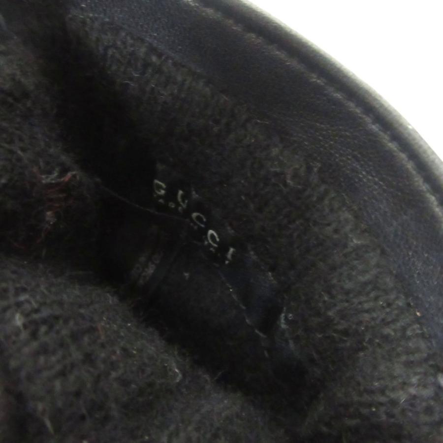 GUCCI（グッチ） レザー グローブ 手袋 カシミヤ裏地 GG金具 本革 7 黒