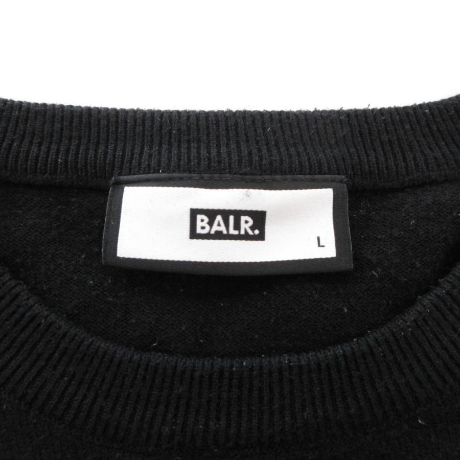 ボーラー BALR. ニット セーター L 長袖 ロゴ ライン 紺 ダーク 