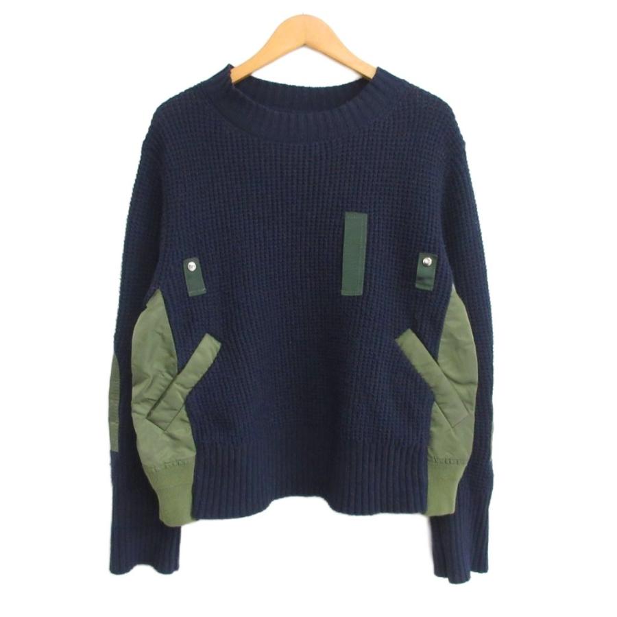 サカイ sacai 20AW Wool Knit x Nylon Twill Pullover ドッキング