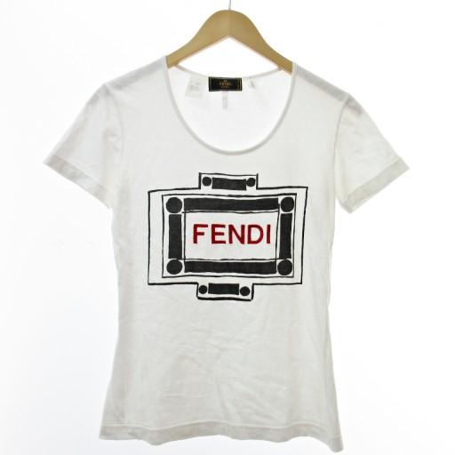 FENDI（フェンディ） ロゴ プリント 刺繍 Tシャツ カットソー 半袖 36