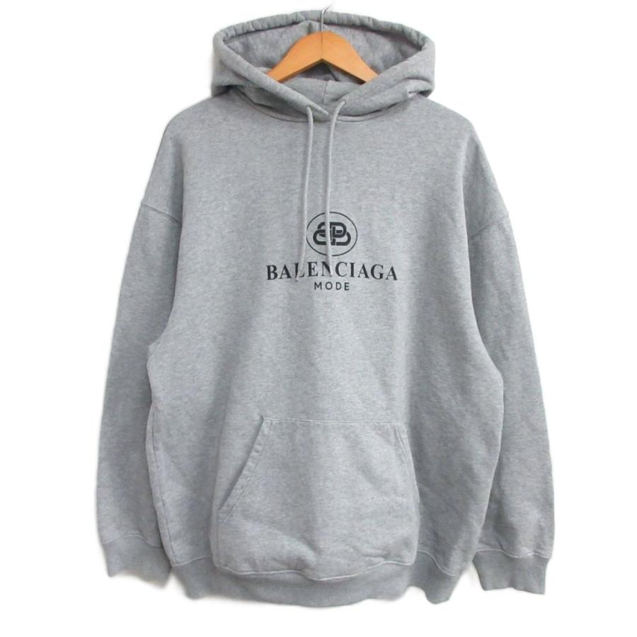 BALENCIAGA Parisプリント グレー 長袖　パーカー【S】バレンシア BALENCIAGA（バレンシアガ） 美品 BB MODE モードロゴ プリント