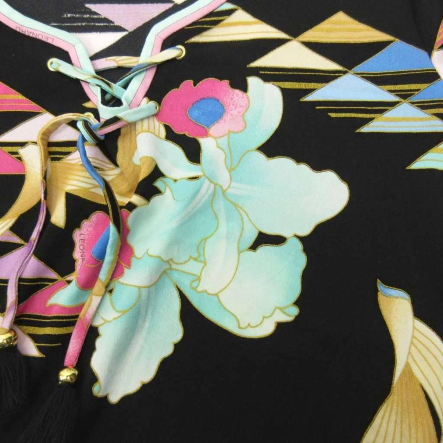 LEONARD（レオナール） 美品 ワンピース フロントレースアップ 花柄 七