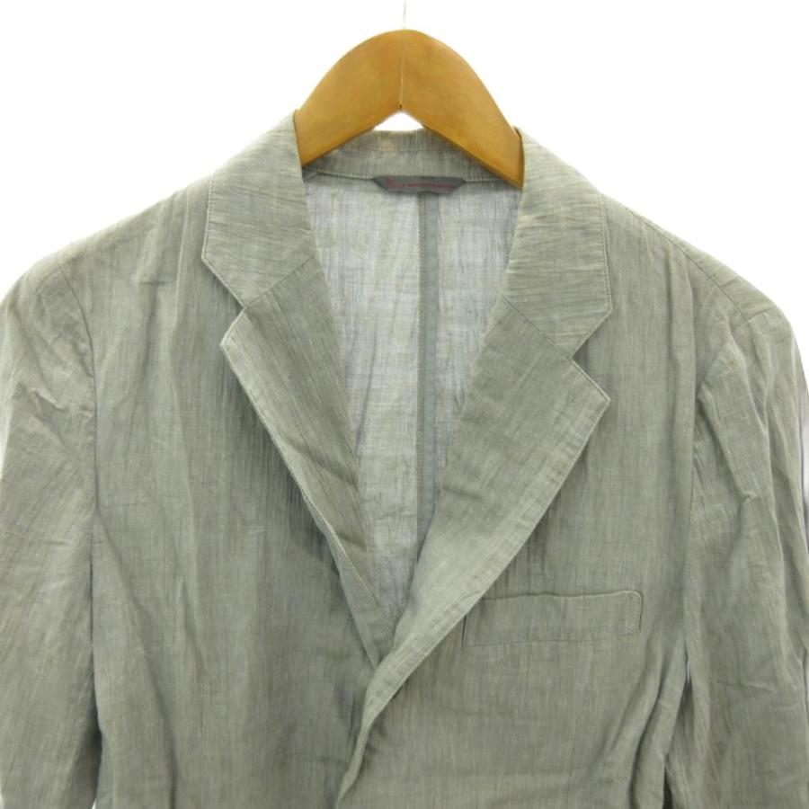 パパス Papas テーラードジャケット 裏地なし 3B リネン コットン S