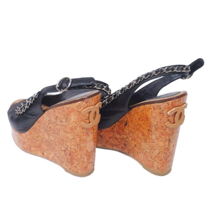 CHANEL（シャネル） コルクサンダル ココマーク ロゴ チェーン レザー