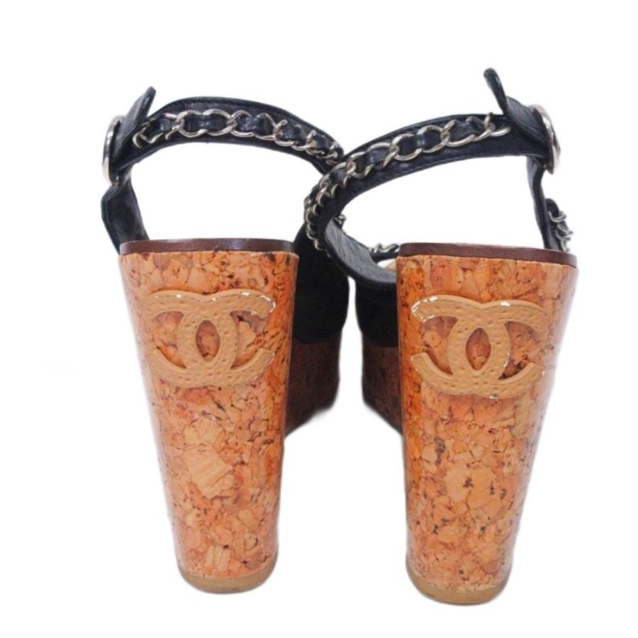 CHANEL（シャネル） コルクサンダル ココマーク ロゴ チェーン レザー