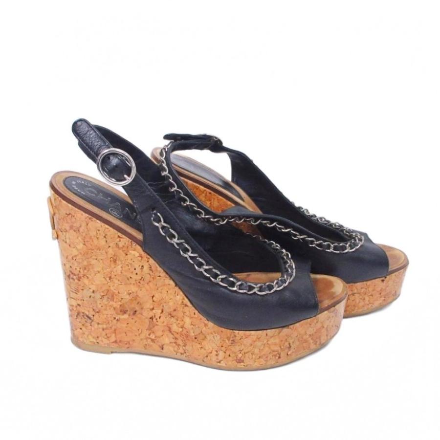 CHANEL（シャネル） コルクサンダル ココマーク ロゴ チェーン レザー