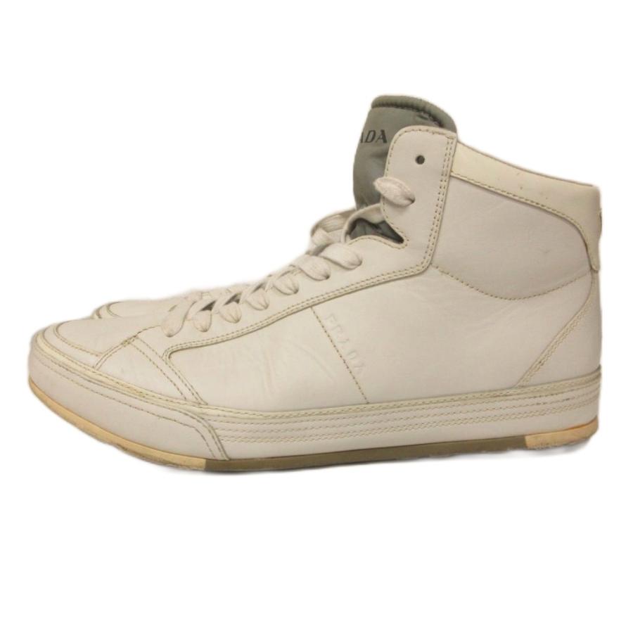 【美品】プラダ PRADA ハイカット スニーカー 三角ロゴ レザー PRADA SPORT（プラダスポーツ） スニーカー シューズ ハイカット 三角