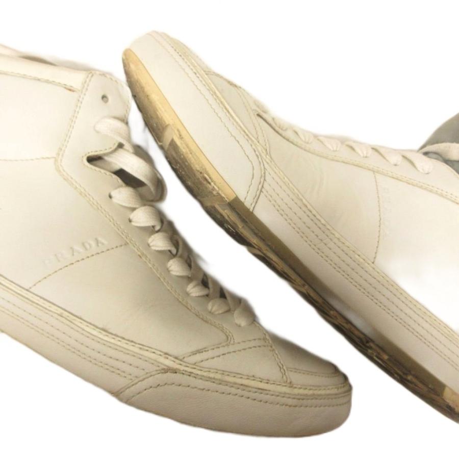 【美品】プラダ PRADA ハイカット スニーカー 三角ロゴ レザー PRADA SPORT（プラダスポーツ） スニーカー シューズ ハイカット 三角
