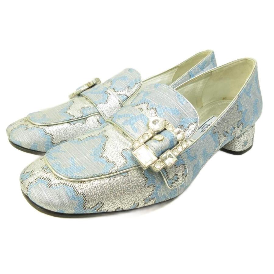 PRADA（プラダ） ビジュー ローファー パンプス チャンキー