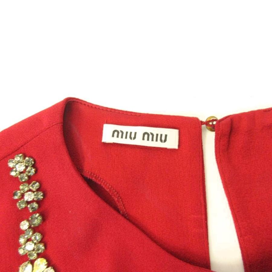 MIU MIU - ミュウミュウ miumiu ノースリーブブラウス シャツ カットソー S miu miu（ミュウミュウ） 美品 プルオーバー シャツ ブラウス ビジュー
