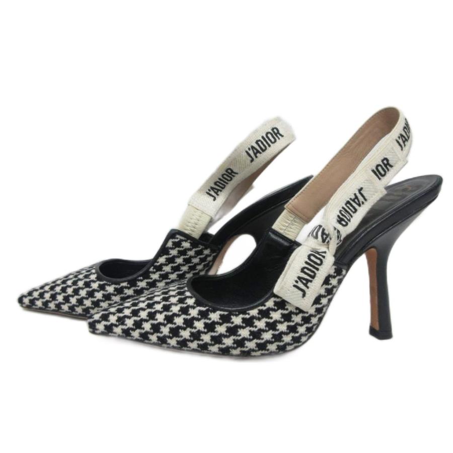クリスチャンディオール Christian Dior J'Adior ジャディオール スリングバック パンプス ハウンドトゥースチェック 34 D IBO92_1