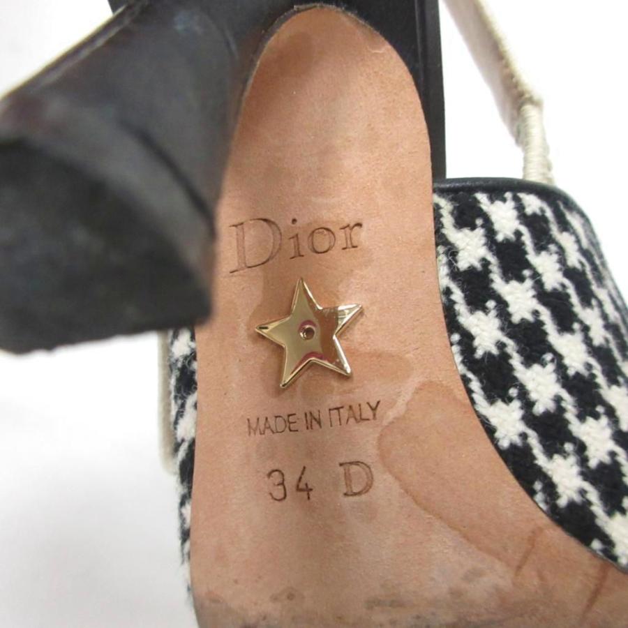 クリスチャンディオール Christian Dior J'Adior ジャディオール スリングバック パンプス ハウンドトゥースチェック 34 D IBO92_6