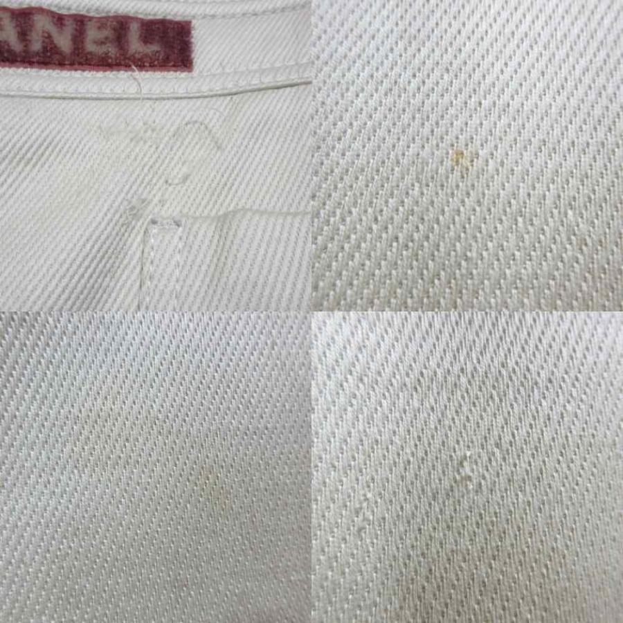 CHANEL チノパン ココマーク ロゴボタン ホワイト系 ストレート 36 S CHANEL（シャネル） 00SS パンツ チノパン ハイウエスト ボタンフライ
