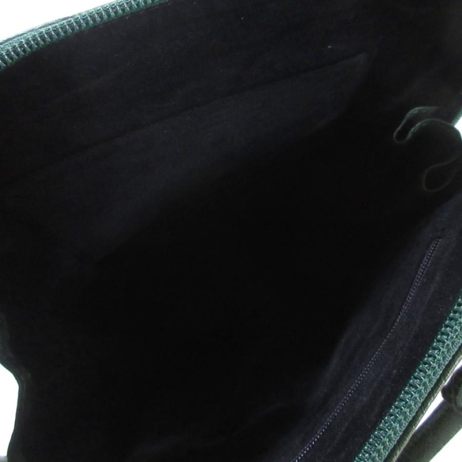 ノーブランド 美品 オーストリッチ ショルダーバッグ 緑 グリーン