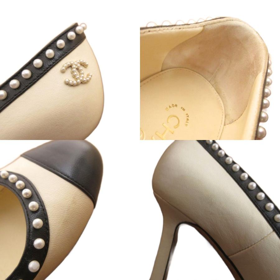CHANEL（シャネル） パンプス パール ココマーク バイカラー ラウンド 