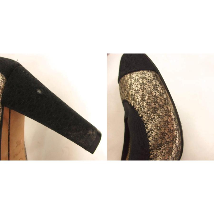 シャネル CHANEL バレエ パンプス ココマーク チャンキーヒール 37.5C 黒 ブラック シルバ―カラー IBO94 レディース_8
