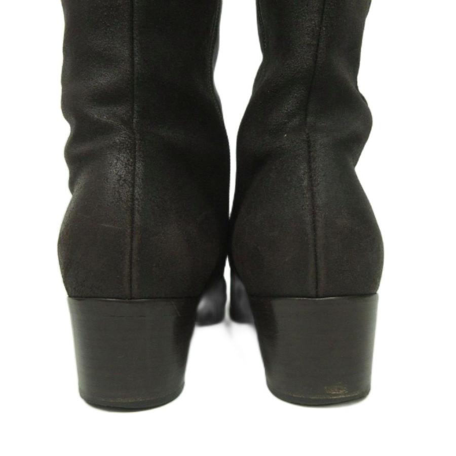 JIMMY CHOO レースアップブーツ サイドゴア スエード 黒 43 ジミーチュウ JIMMY CHOO スエードロングブーツ サイドジップ