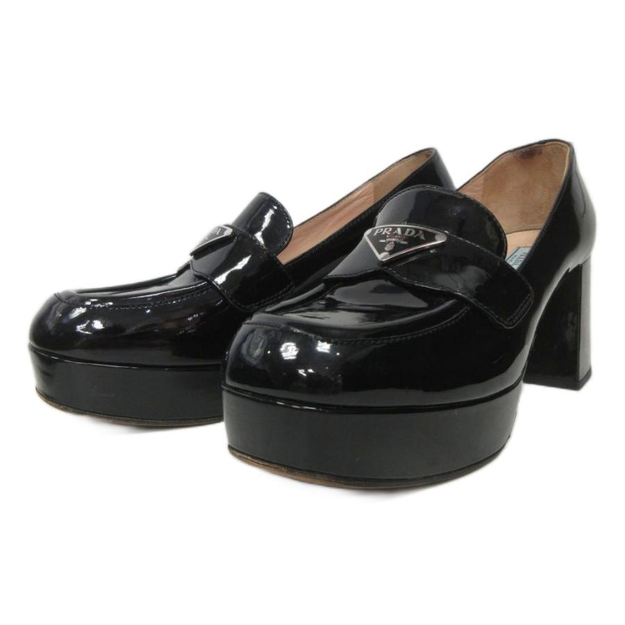 PRADA（プラダ） チョコレートブラッシュドレザー ヒールローファー 37 