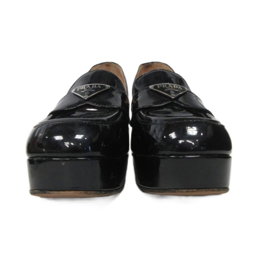 PRADA（プラダ） チョコレートブラッシュドレザー ヒールローファー 37 