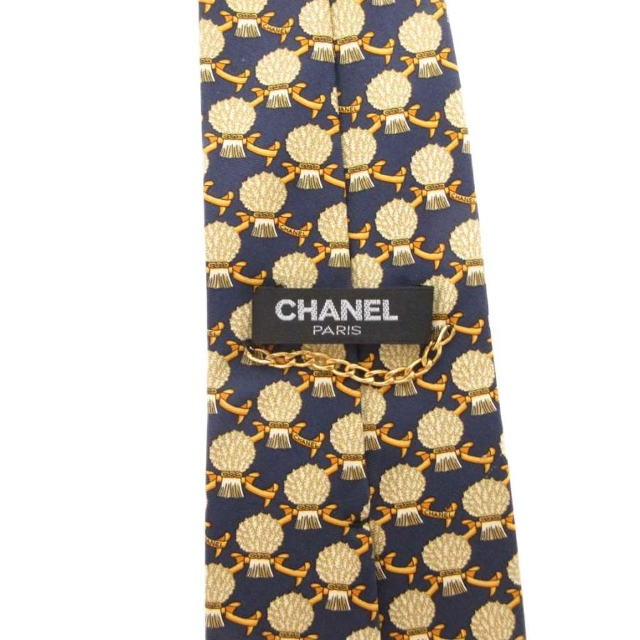 CHANEL（シャネル） ネクタイ 総柄 シルク 絹 ココマーク 紺 ネイビー