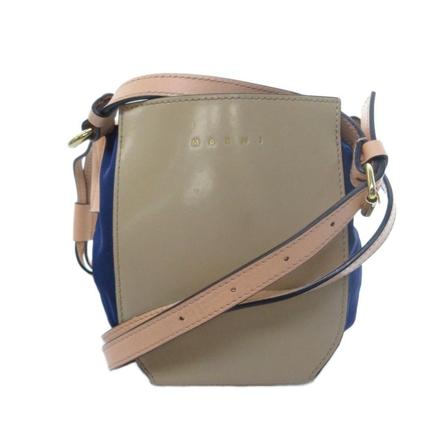 MARNI（マルニ） ガゼット ショルダーバッグ ロゴ刻印 青 ブルー