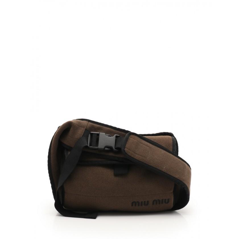 miu 中古 ミュウミュウ miumiu ショルダーバッグ 茶 ウール レディース  