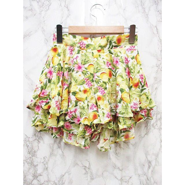しまむら Sorridere パンツ キュロット ショートパンツ フレアー リブ フルーツ ハイビスカス 総柄 M 白 黄 緑 ピンク レディース ベクトル 古着 中古 115 ブランド古着販売のベクトル 通販 Yahoo ショッピング