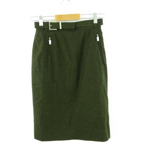 セリーヌ CELINE ヴィンテージ スカート ひざ丈 タイト 緑 36 *A890  