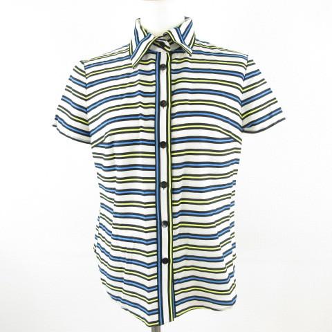 タエ アシダ TAE ASHIDA シャツ ブラウス 半袖 ボーダー 白 黒 青 7  