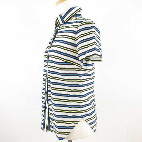 タエ アシダ TAE ASHIDA シャツ ブラウス 半袖 ボーダー 白 黒 青 7  