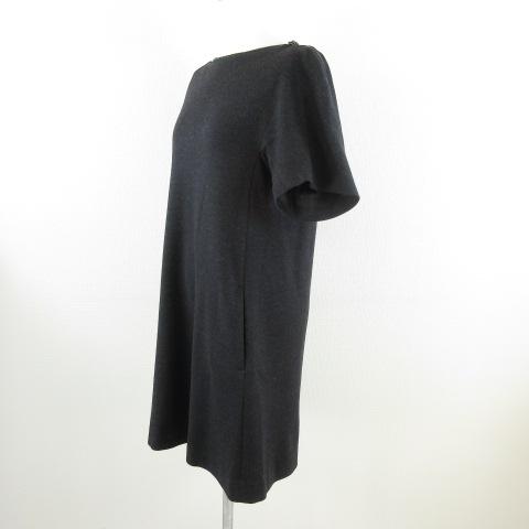 サイ SCYE チュニック ワンピース 半袖 ジップネック 黒 38 *E283  