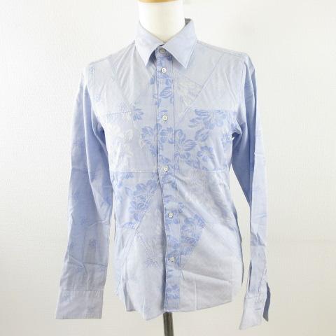 ズッカ zucca Spectro Dragon ステンカラーシャツ 長袖 花柄 青 S 
