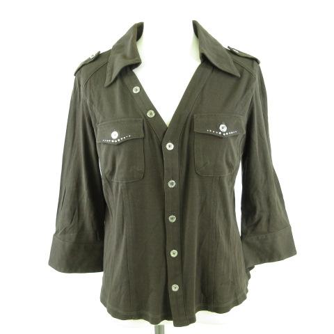 バレンザスポーツ VALENZA SPORTS シャツ 七分袖 スワロフスキー 茶 40
