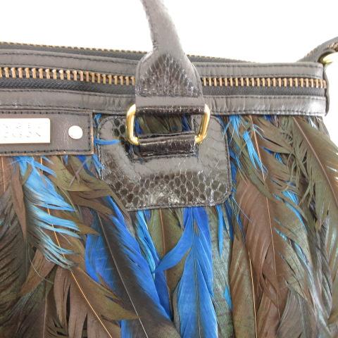 エンジェルジャクソン ANGEL JACKSON トートバッグ フェザー 黒 青  