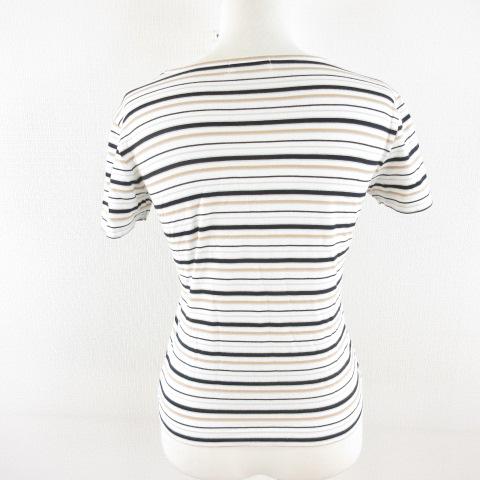 クレージュ courreges カットソー Tシャツ 半袖 ボーダー ロゴ 白 黒