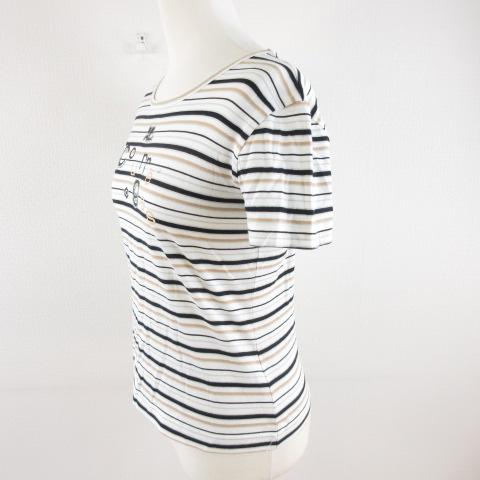 クレージュ courreges カットソー Tシャツ 半袖 ボーダー ロゴ 白 黒