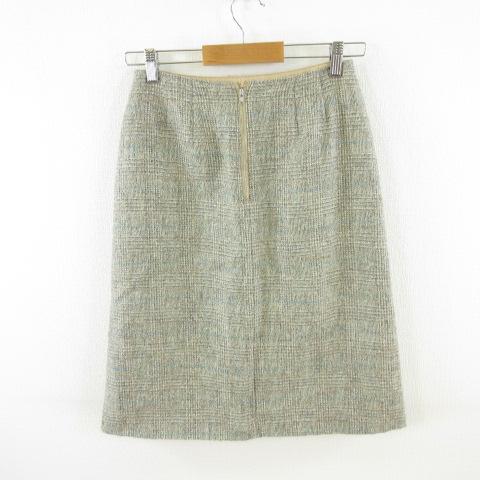 フォッシル FOSSIL 膝丈スカート 台形 チェック グレー 38 *E432 