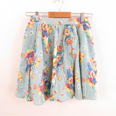 バナーバレット Banner Barrett スカート ミニ フレア 花柄 緑 38  