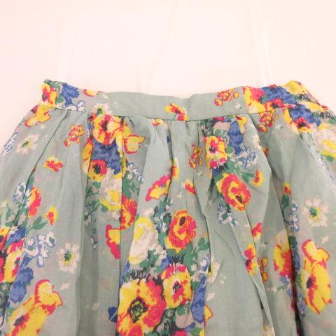 バナーバレット Banner Barrett スカート ミニ フレア 花柄 緑 38  