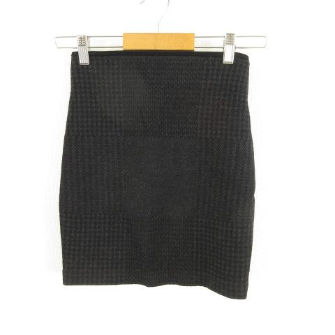 セオリー theory ニットスカート タイト ミニ 総柄 黒 P *T194  