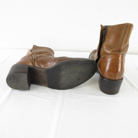 カミシマチナミ KAMISHIMA CHINAMI YELLOW ショートブーツ レザー 茶